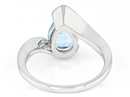 2.20ct Pear Shape Glacier Topaz™ With .02ctw White Diamond Accent Rhodium Over Sterling Silver Ring - Size 8