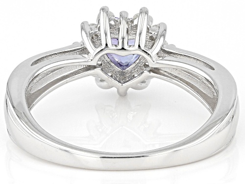 0.37ct Heart Shape Tanzanite With 0.21ctw White Zircon Rhodium Over Sterling Silver Ring - Size 8