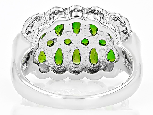 2.12ctw Mixed Shapes Chrome Diopside With 0.38ctw White Zircon Rhodium Over Silver Ring - Size 8