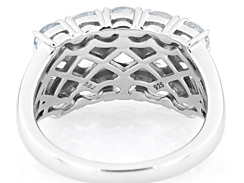 1.91ctw Round Aquamarine Rhodium Over Sterling Silver Ring - Size 8