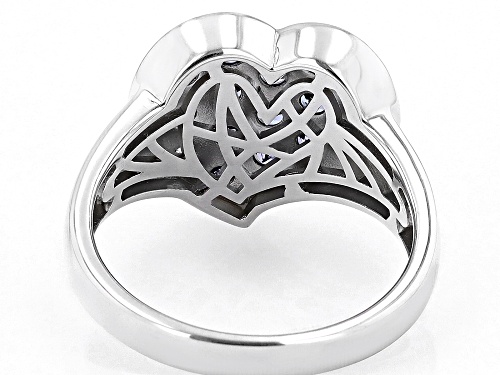 1.53ctw Round Tanzanite Rhodium Over Sterling Silver Heart Ring - Size 6