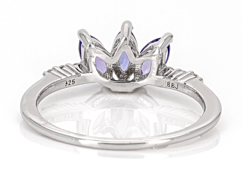 0.64ctw Marquise Tanzanite With 0.12ctw Round White Zircon Platinum Over Sterling Silver Ring - Size 8