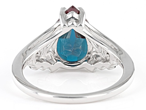 3.21ct Pear Shape Lab Alexandrite With 0.02ctw Blue Diamond Accent Rhodium Over Sterling Silver Ring - Size 9