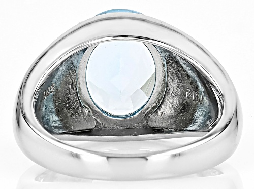 6.20ct Oval Glacier Topaz™ With Free-Form Turquoise Rhodium Over Silver Ring - Size 7
