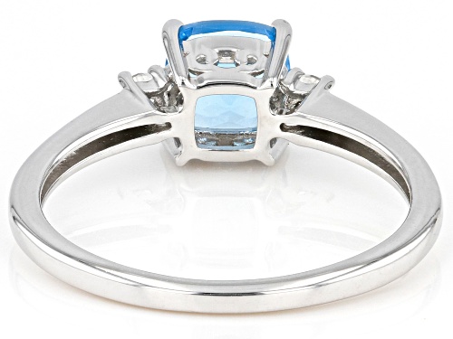 1.00ct Cushion Swiss Blue Topaz With 0.03ctw White Topaz Rhodium Over Silver Ring - Size 10