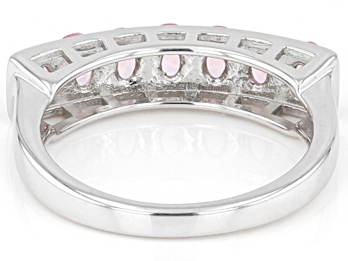 0.95ctw Oval Pink Spinel Rhodium Over Sterling Silver Band Ring - Size 7