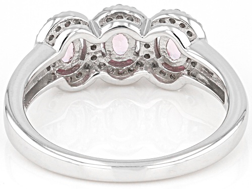 0.77ctw Oval Pink Spinel With 0.16ctw Round White Zircon Rhodium Over Sterling  Silver Ring - Size 9