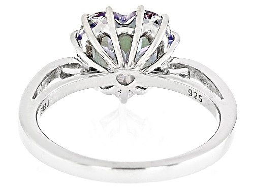 3.50ct Heart Shape Mystic Fire® Green Topaz Rhodium Over Sterling Silver Solitaire Ring - Size 9