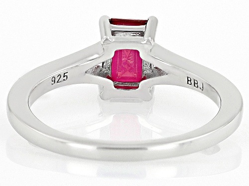 0.68ct Rectangular Octagonal Magenta Petalite Rhodium Over Sterling Silver Solitaire Ring - Size 9
