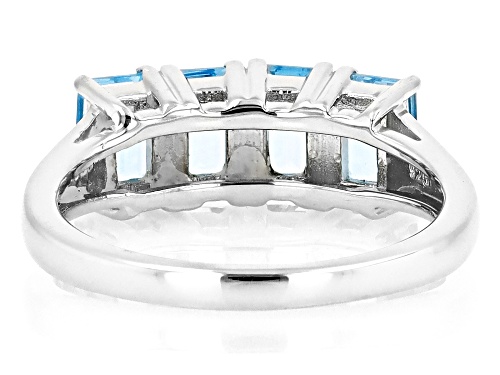 2.31ctw Rectangular Octagonal Swiss Blue Topaz Rhodium Over Sterling Silver Band Ring - Size 8