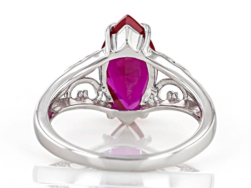 2.25ct Marquise Lab Created Ruby Rhodium Over Sterling Silver Solitaire Ring - Size 8