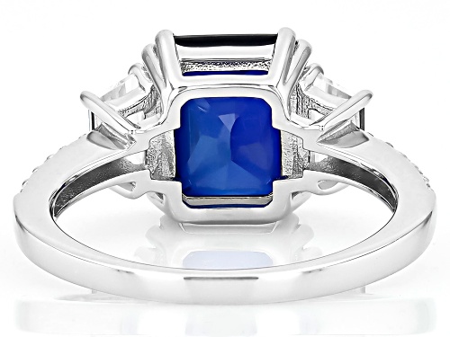 2.72ct Lab Created Blue Sapphire With .38ctw Lab Created White Sapphire Rhodium Over Silver Ring - Size 6