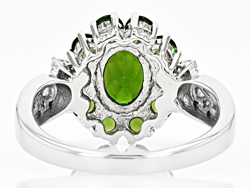 2.00ctw Mixed Shapes Chrome Diopside With 0.11ctw White Zircon Rhodium Over Sterling Silver Ring - Size 8