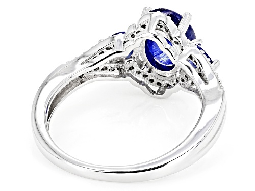 1.57ctw Mahaleo® Blue Sapphire With .28ctw White Zircon Rhodium Over Silver Ring - Size 9