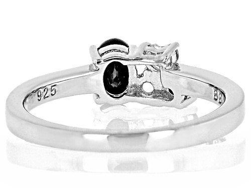 0.53ctw Mixed Shapes Black Spinel With 0.91ctw White Topaz Rhodium Over Sterling Silver Ring - Size 7