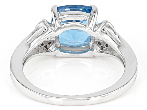 2.42ctw Swiss Blue Topaz With 0.09ctw White Zircon Rhodium Over Sterling Silver Ring - Size 10