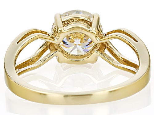 3.00ct Round Strontium Titanate 18K Yellow Gold Over Sterling Silver Solitaire Ring - Size 6