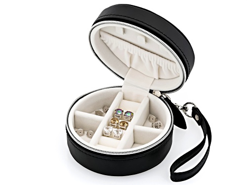 9.18ctw Round Multicolor Quartz Rhodium Over Sterling Silver Earrings Set