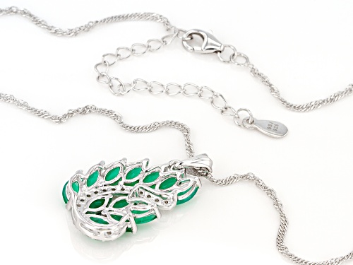 2.04ctw Marquise green onyx and 0.34ctw white zircon rhodium over sterling silver pendant with chain