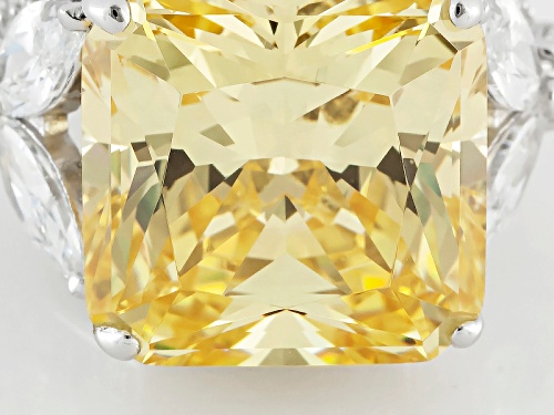 Charles Winston For Bella Luce ® 22.60ctw Canary & White Diamond Simulant Rhodium Over Silver Ring - Size 7