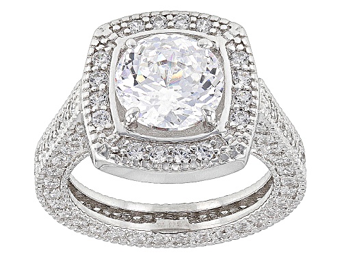 Charles Winston For Bella Luce®10.68ctw Diamond Simulant Rhodium Over Silver Ring W/Band - Size 10