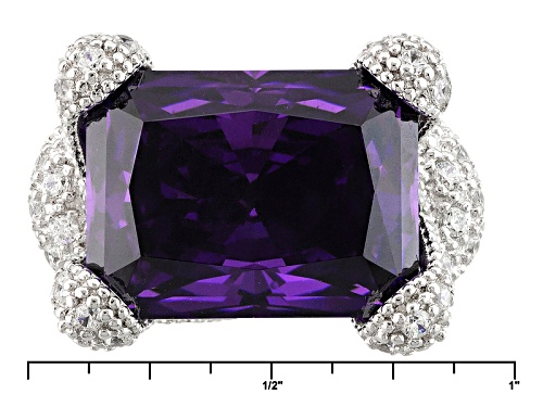 Charles Winston For Bella Luce® 24.45ctw Amethyst & Diamond Simulants Rhodium Over Sterling Ring - Size 5