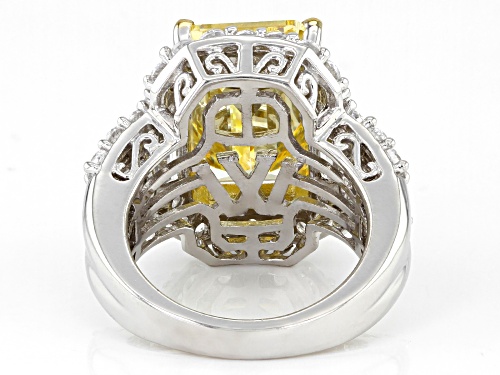 Charles Winston For Bella Luce ® 15.08ctw Canary & Diamond Simulant Rhodium Over Sterling Ring - Size 10