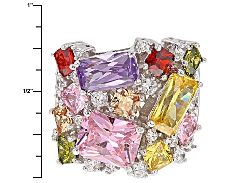 Charles Winston For Bella Luce ® 15.50ctw Multicolor Gem  Simulants Rhodium Over Sterling Ring - Size 6