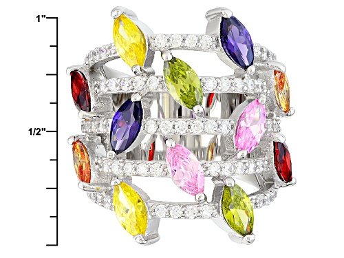 Charles Winston For Bella Luce ® 11.23ctw Multicolor Gem Simulants Rhodium Over Sterling Ring - Size 6