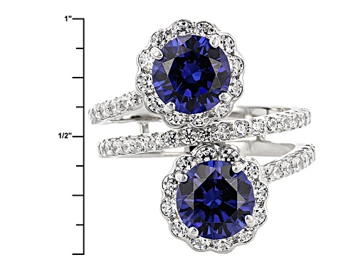 Charles Winston For Bella Luce® 6.57ctw Tanzanite & Diamond Simulant Rhodium Over Sterling Ring - Size 5