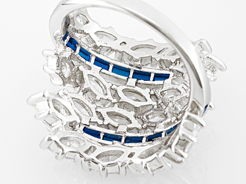 Charles Winston For Bella Luce ® 8.01ctw Sapphire & Diamond Simulants Rhodium Over Sterling Ring - Size 5