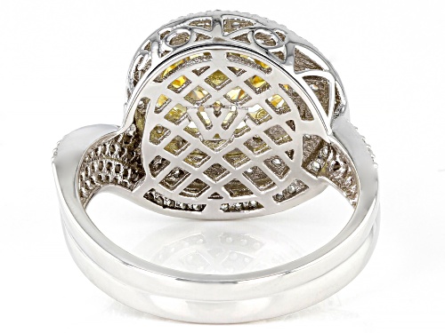Charles Winston For Bella Luce® Canary & White Diamond Simulant Rhodium Over Sterling Silver Ring - Size 12