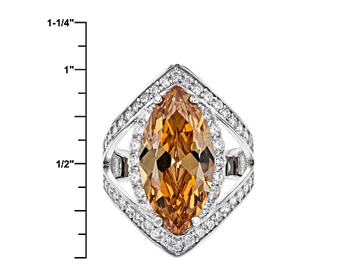 Charles Winston For Bella Luce ® Champagne & White Diamond Simulant Rhodium Over Sterling Ring - Size 7