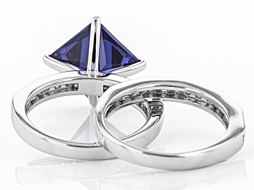 Charles Winston For Bella Luce ®Tanzanite White Diamond Simulants Rhodium Over Silver Ring With Band - Size 8