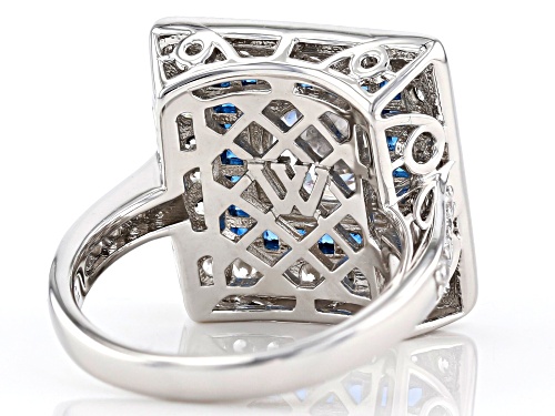 Charles Winston For Bella Luce®5.38ctw Sapphire And White Diamond Simulants Rhodium Over Silver Ring - Size 7