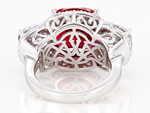 Charles Winston For Bella Luce ® 15.92ctw Lab Created Ruby and White Diamond Simulant Silver Ring - Size 7