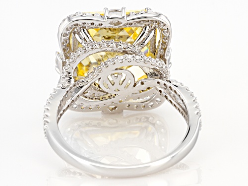 Charles Winston For Bella Luce® 15.09ctw Canary and White Diamond Simulants Rhodium Over Silver Ring - Size 12