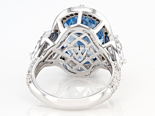 Charles Winston For Bella Luce® 12.54ctw Blue & White Diamond Simulants Rhodium Over Silver Ring - Size 11