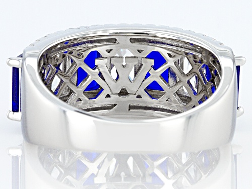 Charles Winston for Bella Luce® Lab Blue Spinel & Diamond Simulants Rhodium Over Silver Ring - Size 8