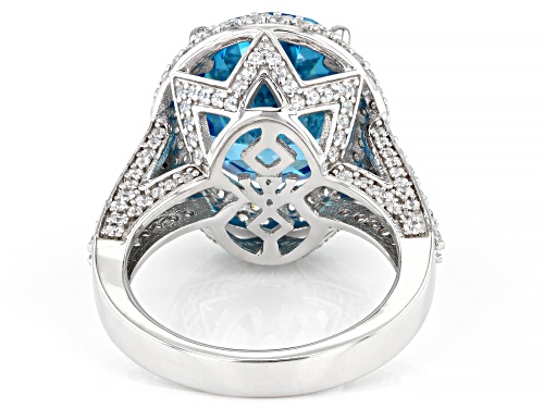 Charles Winston For Bella Luce® 14.39ctw Neon Apatite And Diamond Simulants Rhodium Over Silver Ring - Size 5