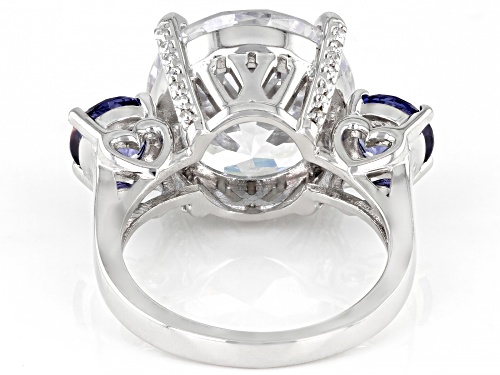 Charles Winston for Bella Luce® 15.23ctw Tanzanite And Diamond Simulants Platinum Over Silver Ring - Size 8