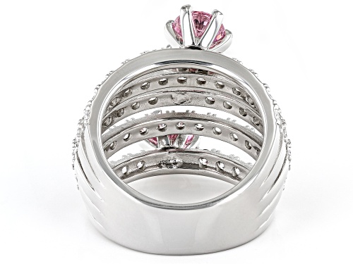 Charles Winston for Bella Luce® 6.57ctw Pink And White Diamond Simulants Rhodium Over Silver Ring - Size 6