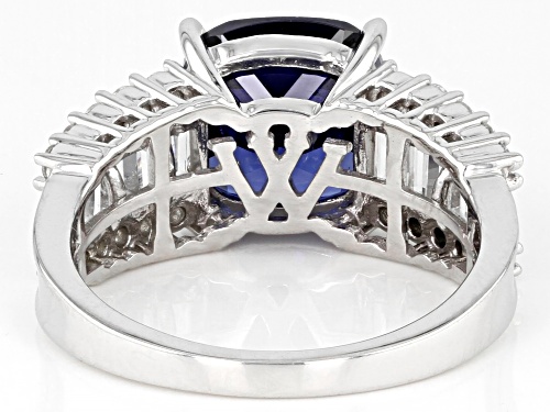 Charles Winston For Bella Luce® 7.49ctw Tanzanite And White Dia Simulants Rhodium Over Silver Ring - Size 6