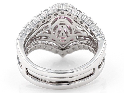 Charles Winston For Bella Luce® 5.01ctw Pink And White Dia Simulants Rhodium Over Silver Ring Set - Size 7