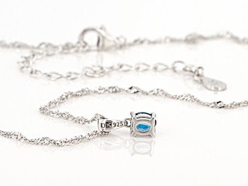 .15ct Oval London Blue Topaz Rhodium Over Sterling Silver Children's Birthstone Pendant with Chain