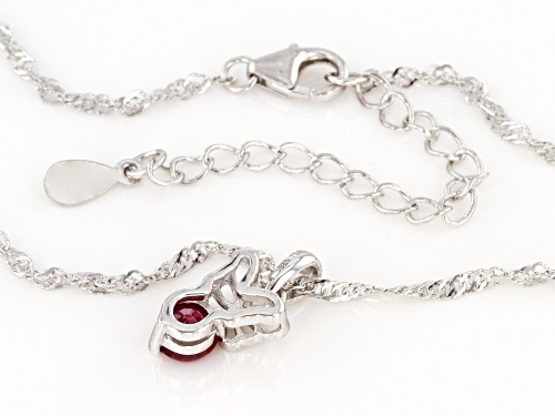 .63CT ROUND Mahaleo® Ruby RHODIUM OVER STERLING SILVER CHILDREN'S PENDANT WITH CHAIN