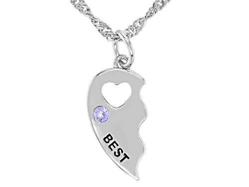 0.03ct Tanzanite With 0.03ct Chrome Diopside Rhodium Over Silver Children's Best Friend Necklace