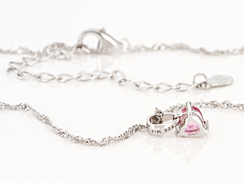 Pink Topaz Rhodium Over Sterling Silver Pendant With Chain 0.28ct