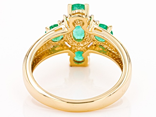 1.27ctw Zambian Emerald And 0.21ctw White Zircon 18k Yellow Gold Over Sterling Silver Ring - Size 9
