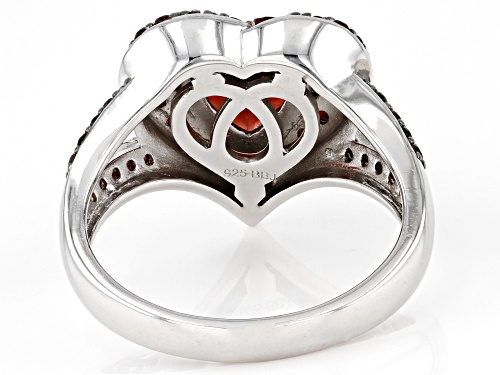2.55ctw Mixed Shape Red Vermelho Garnet™ Rhodium Over Sterling Silver Heart Ring - Size 6